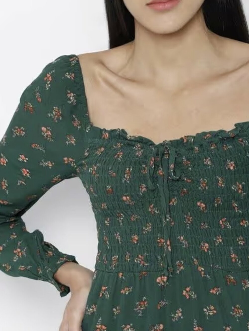 American Eagle Green Floral Midi Dress - Picture 3 of 10